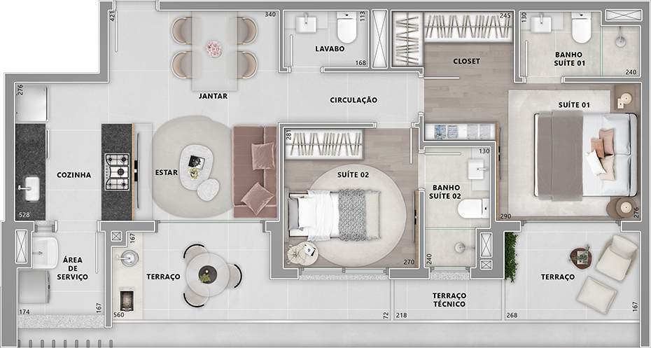 81,34 M² | 2 SUÍTES