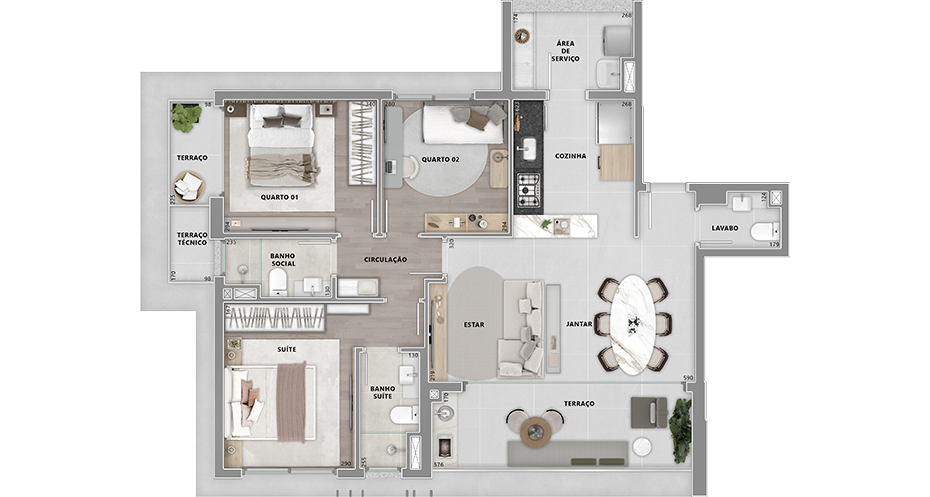 105,49 M² | 3 DORMS. (1 SUÍTE)